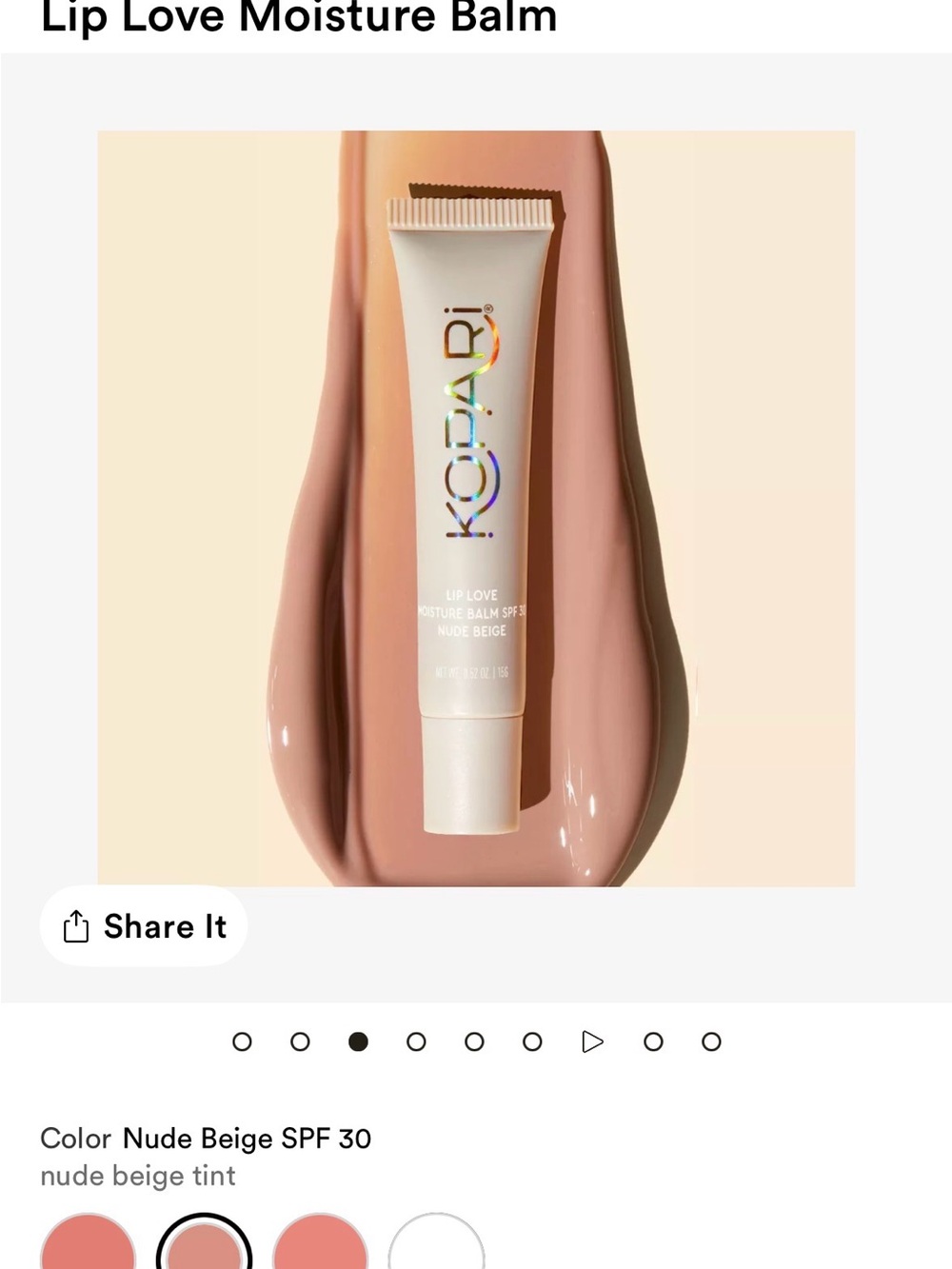 Kopari Lip Love Moisture Balm — Nude Beige